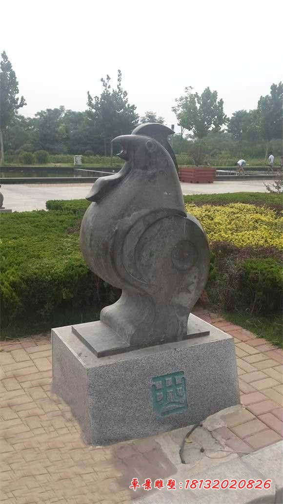 抽象十二生肖石雕,公园动物石雕