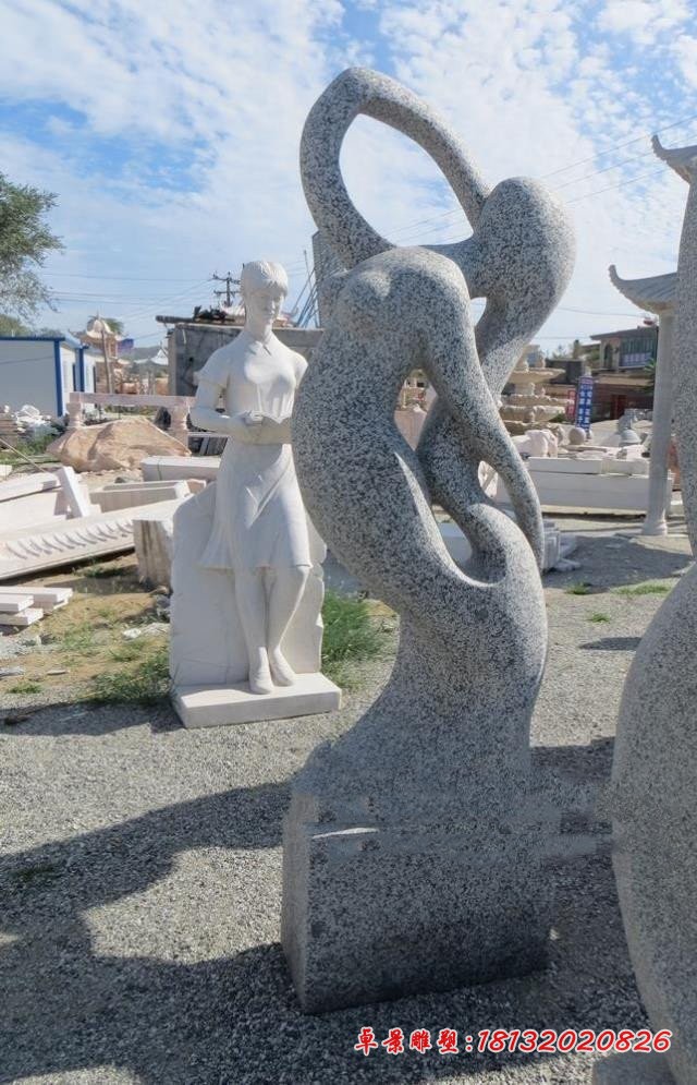 抽象跳舞的女孩石雕大理石人物雕塑