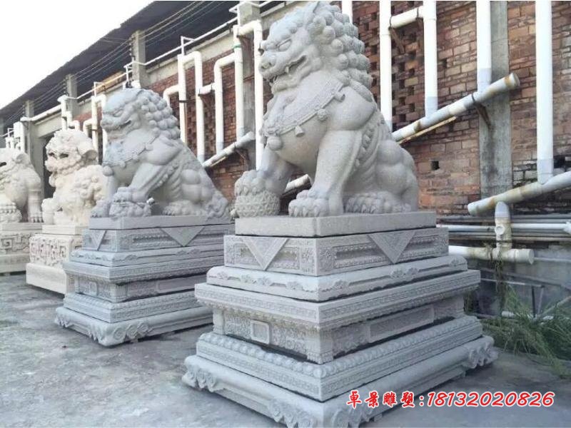 大理石北京狮门口踩球狮子石雕