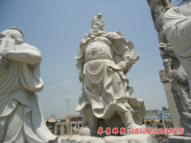大理石关公石雕,广场古代名人石雕