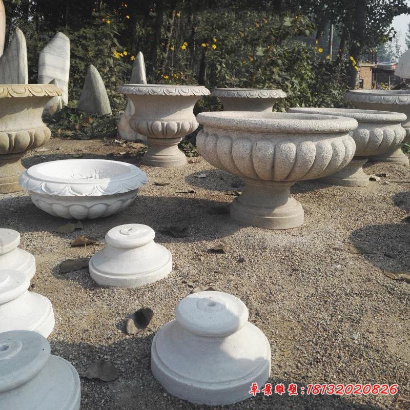 大理石花盆雕塑公园石雕花盆 