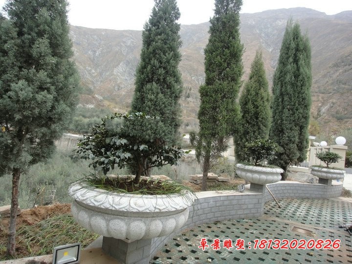 大理石花盆雕塑公园石雕花盆