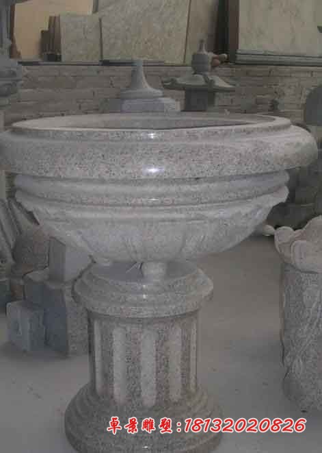 大理石花盆,公园石雕花盆