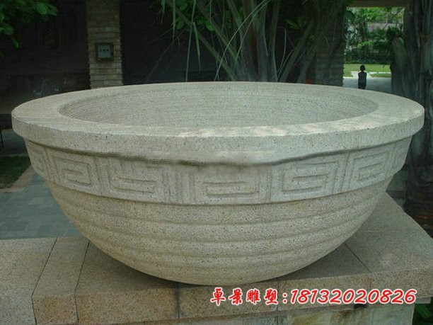 大理石花盆公园景观石雕