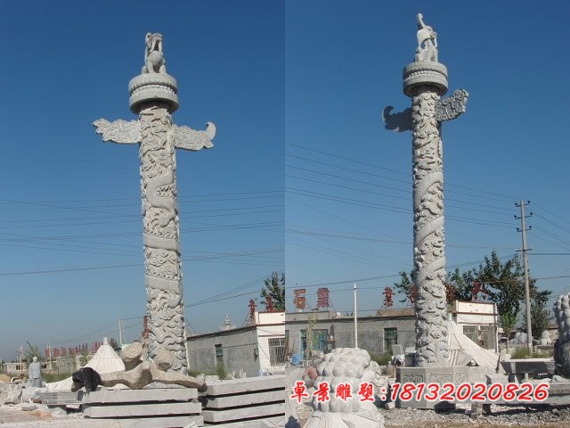 大理石华表雕塑 广场华表石雕