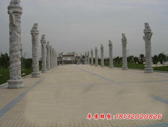 大理石华表广场盘龙柱石雕