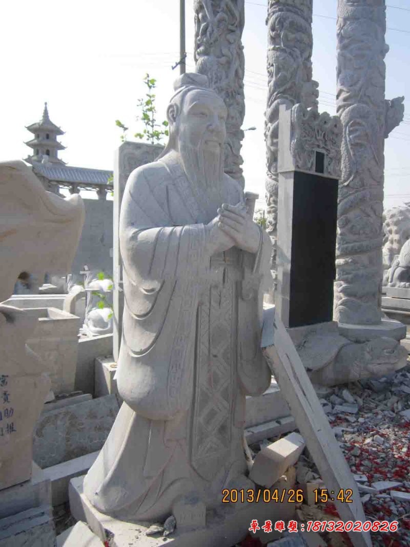 大理石孔子石雕,校园古代名人雕塑 (2)