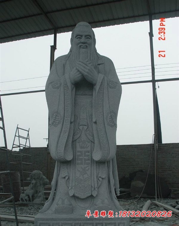 大理石孔子石雕,校园古代名人雕塑 (3)