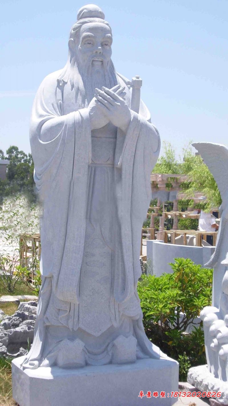 大理石孔子石雕,校园古代名人雕塑 (4)
