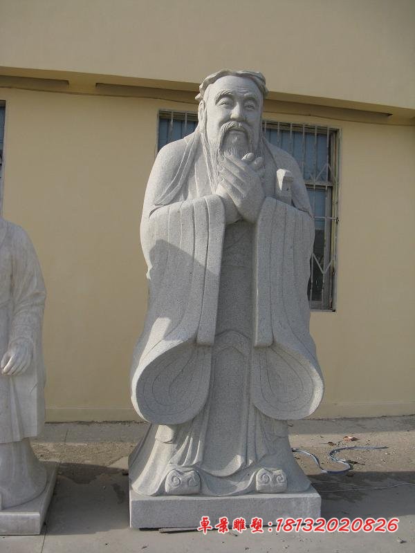 大理石孔子石雕,校园古代名人雕塑 (5)