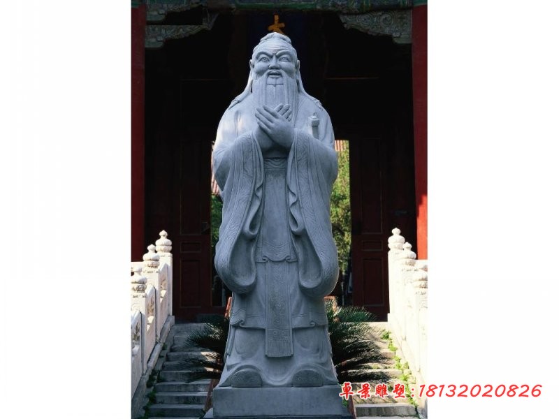 大理石孔子石雕,校园古代人物石雕
