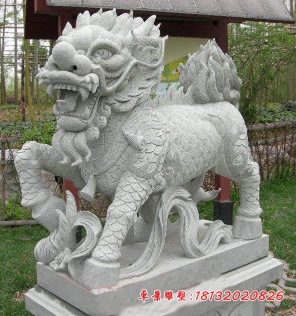 大理石立式麒麟雕塑门口石雕麒麟