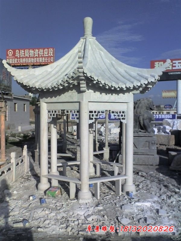 大理石六角凉亭公园石亭子