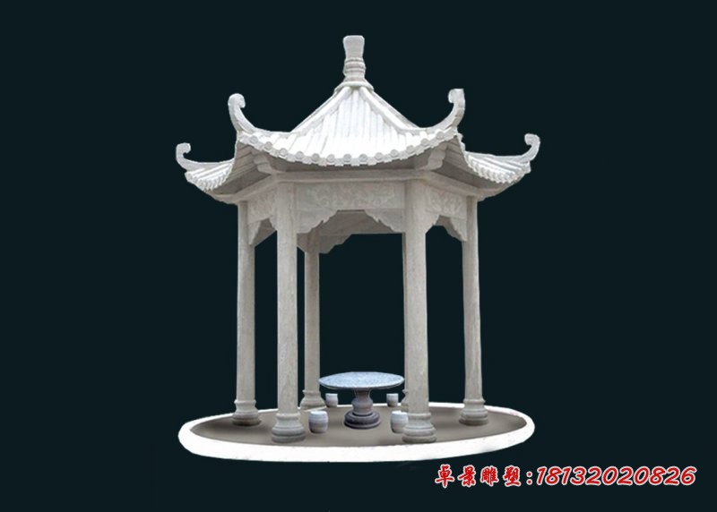 大理石六角凉亭公园石雕凉亭