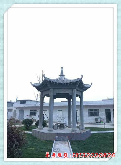 大理石六角凉亭,校园凉亭石雕