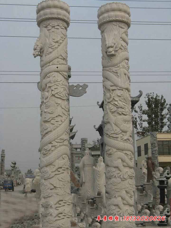 大理石龙浮雕石柱,广场盘龙柱