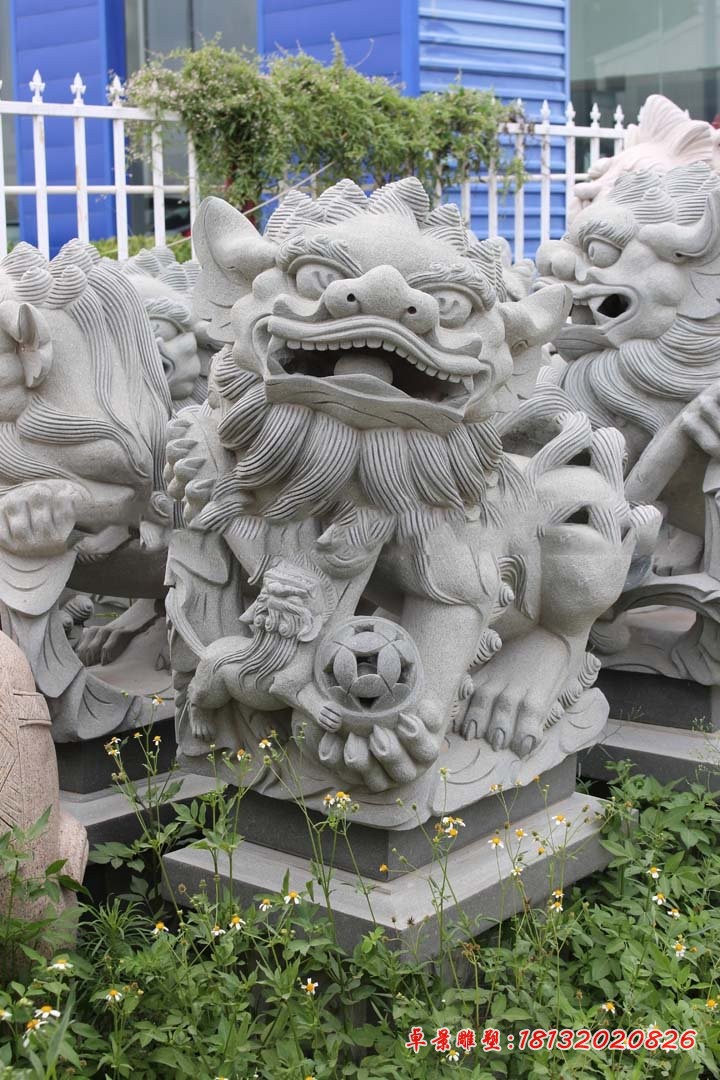 大理石南狮石雕,门口看门石狮子