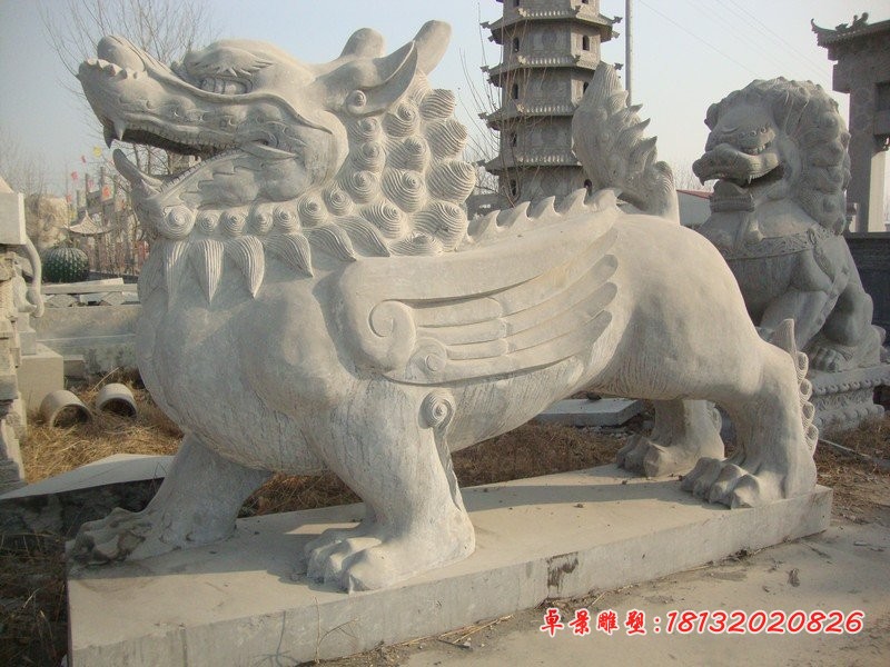 大理石貔貅石雕,门口招财镇宅貔貅石雕