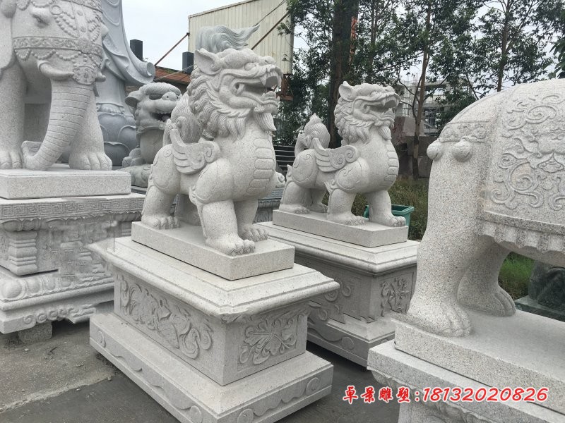 大理石貔貅石雕,企业门口招财貔貅石雕