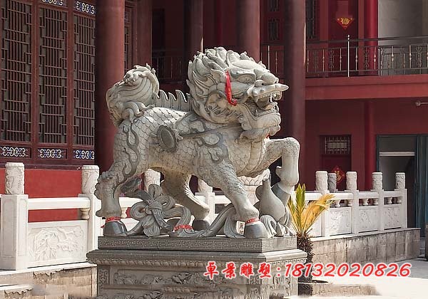 大理石如意麒麟石雕门口招财麒麟石雕