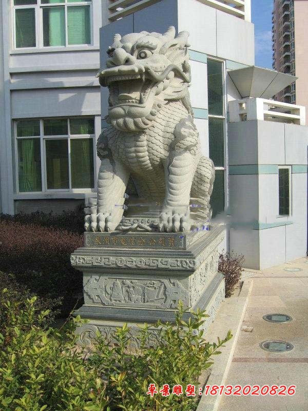 工厂门口麒麟石雕,大理石古代神兽