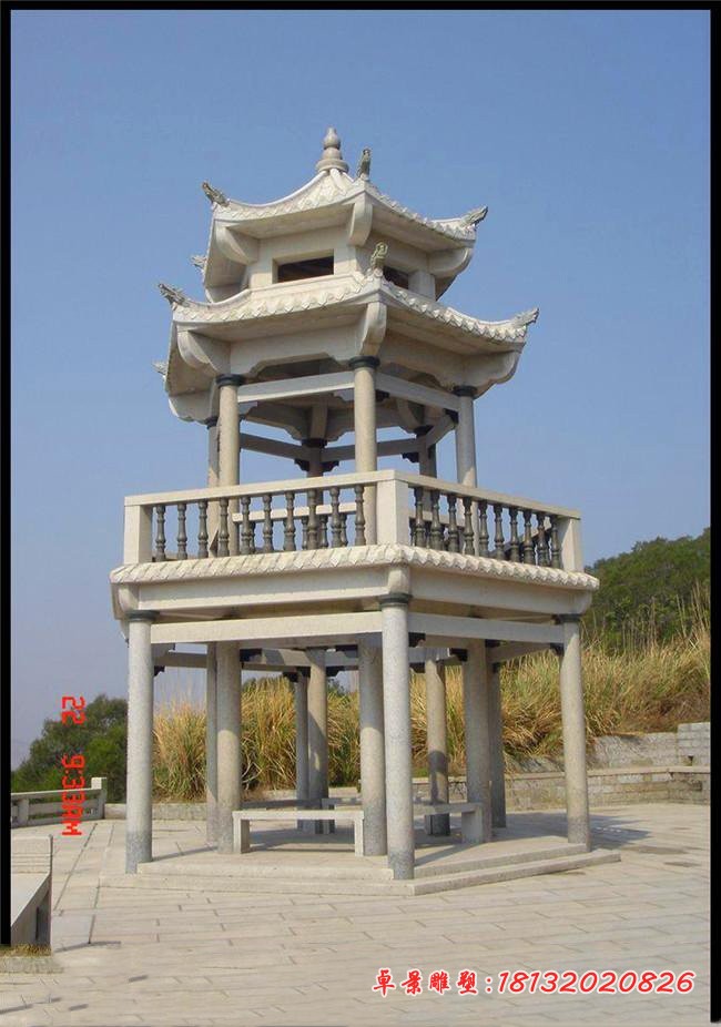 公园大理石三层凉亭 景观石雕