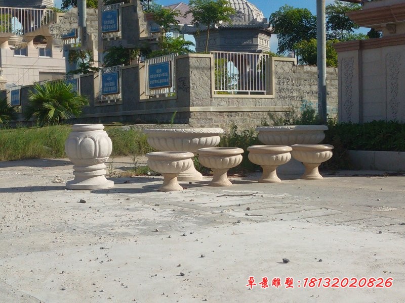 公园花岗岩花盆雕塑 公园景观石雕