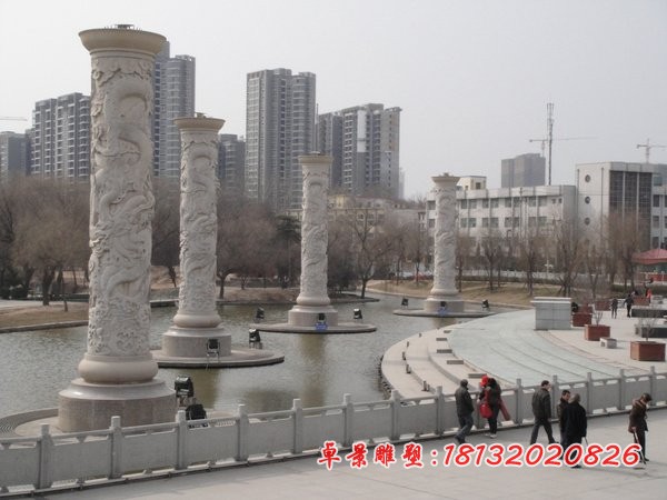 公园龙柱石雕大理石盘龙柱