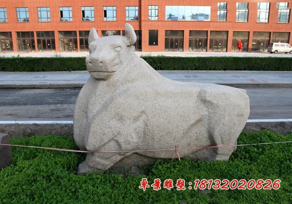 公园牛石雕大理石动物雕塑