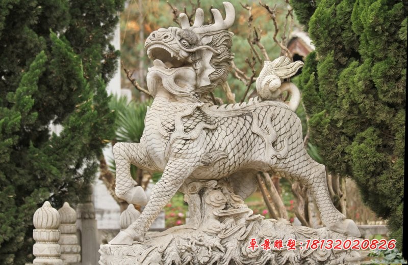 公园麒麟石雕大理石古代神兽雕塑
