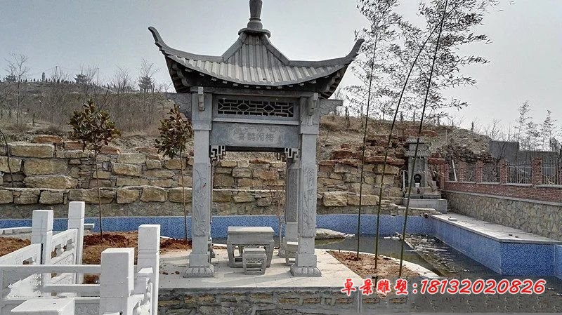 公园四角凉亭石雕,园林景观石雕