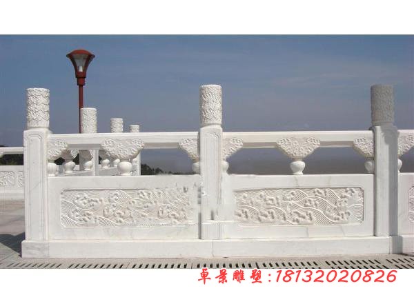 海浪浮雕栏板 汉白玉栏板石雕