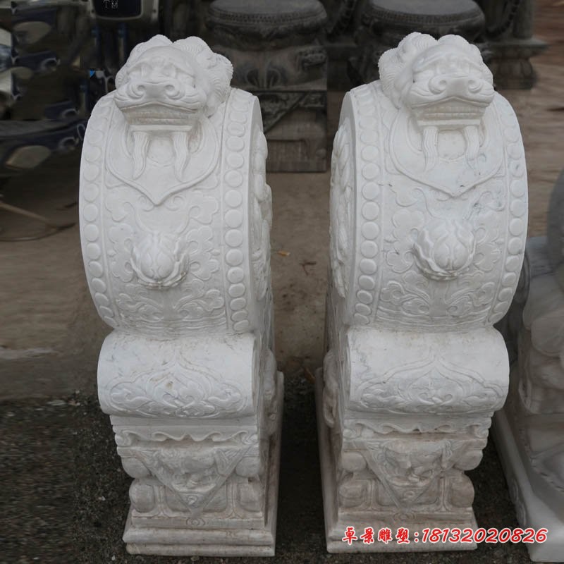 汉白玉抱鼓石门口门墩石雕 