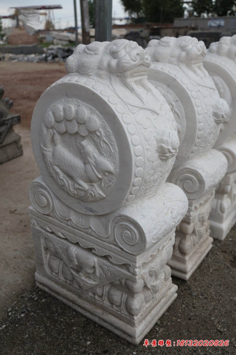 汉白玉抱鼓石门口门墩石雕