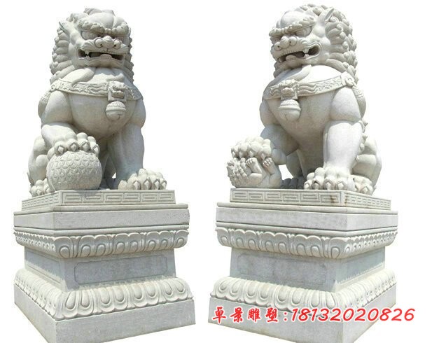 汉白玉踩球北京狮,故宫狮子石雕