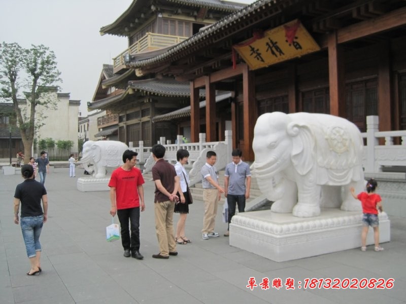 汉白玉大象雕塑 门口招财大象石雕 (3)