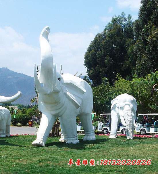 汉白玉大象雕塑公园动物石雕