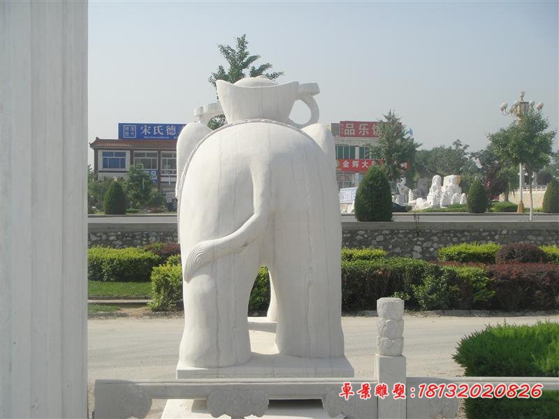 汉白玉大象雕塑 招财大象石雕 (4)