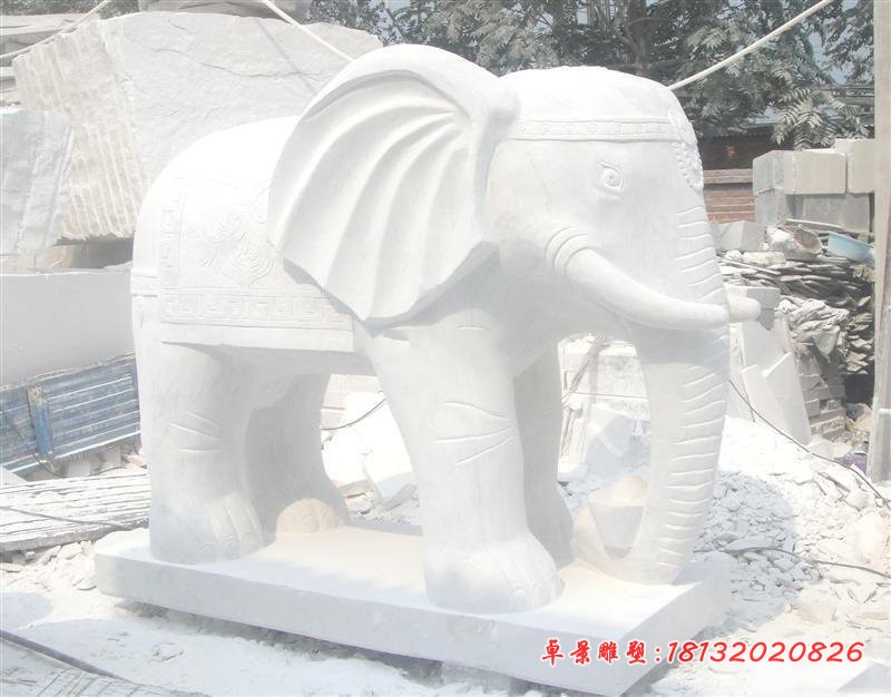 汉白玉大象雕塑 招财大象石雕