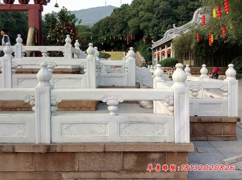 汉白玉栏板石雕公园走廊台阶栏板石雕