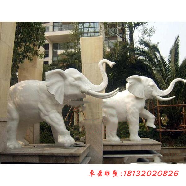 汉白玉门口大象雕塑小区门口大象石雕