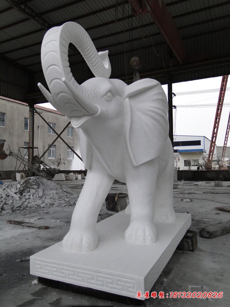 汉白玉门口大象雕塑动物石雕