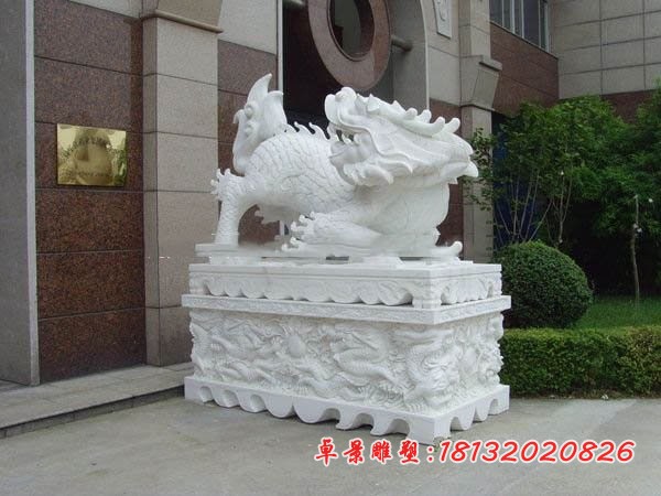 汉白玉扭头麒麟石雕 酒店门口麒麟石雕