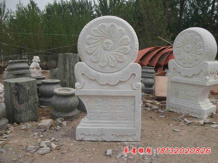花朵浮雕门墩大理石抱鼓石