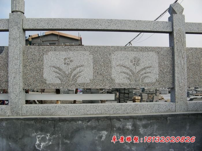 花朵浮雕石栏板,桥梁栏板石雕