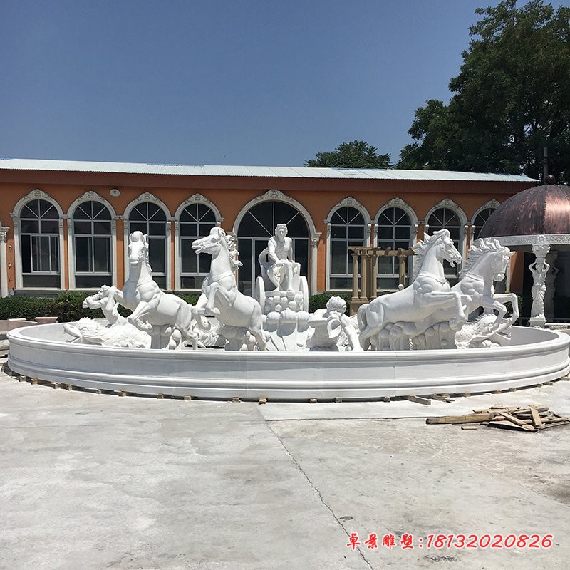 阿波罗战车石雕，欧式景观石喷泉