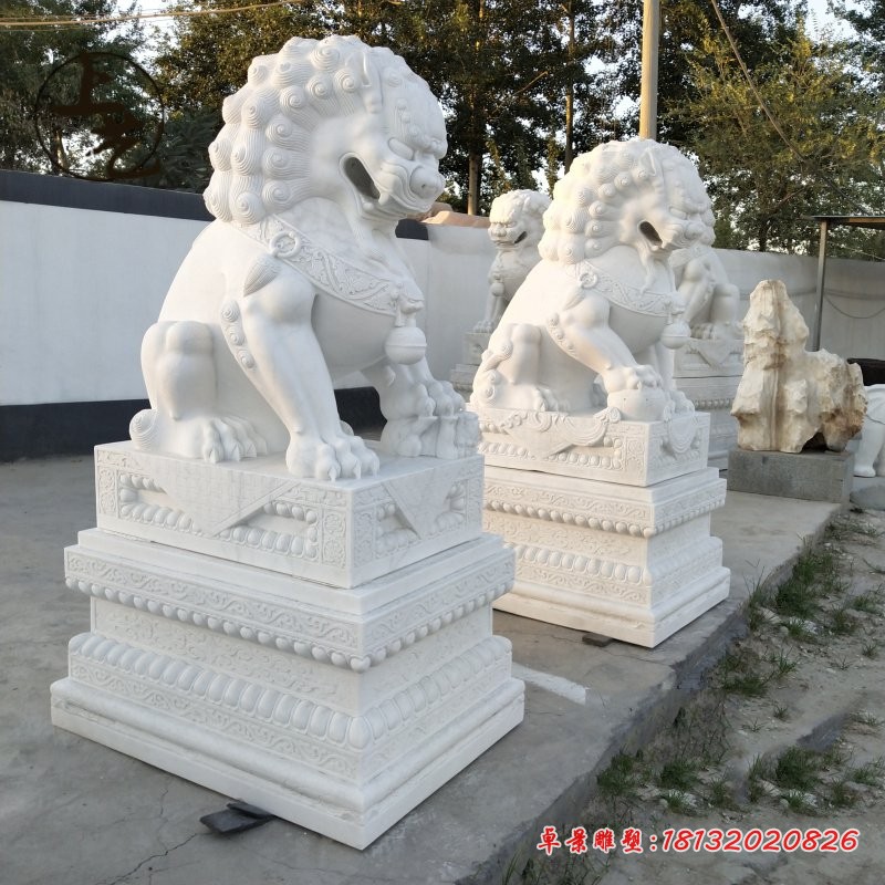 北京狮石雕，汉白玉狮子 