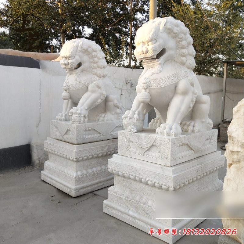 北京狮石雕，汉白玉狮子 