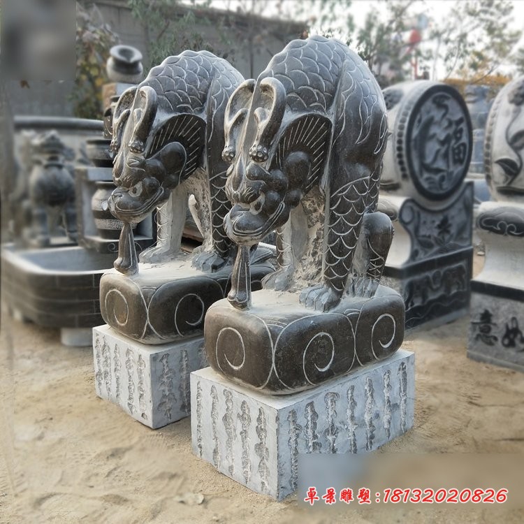 避水兽石雕，青石神兽雕塑