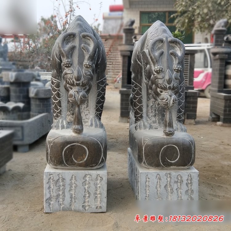 避水兽石雕，青石神兽雕塑 